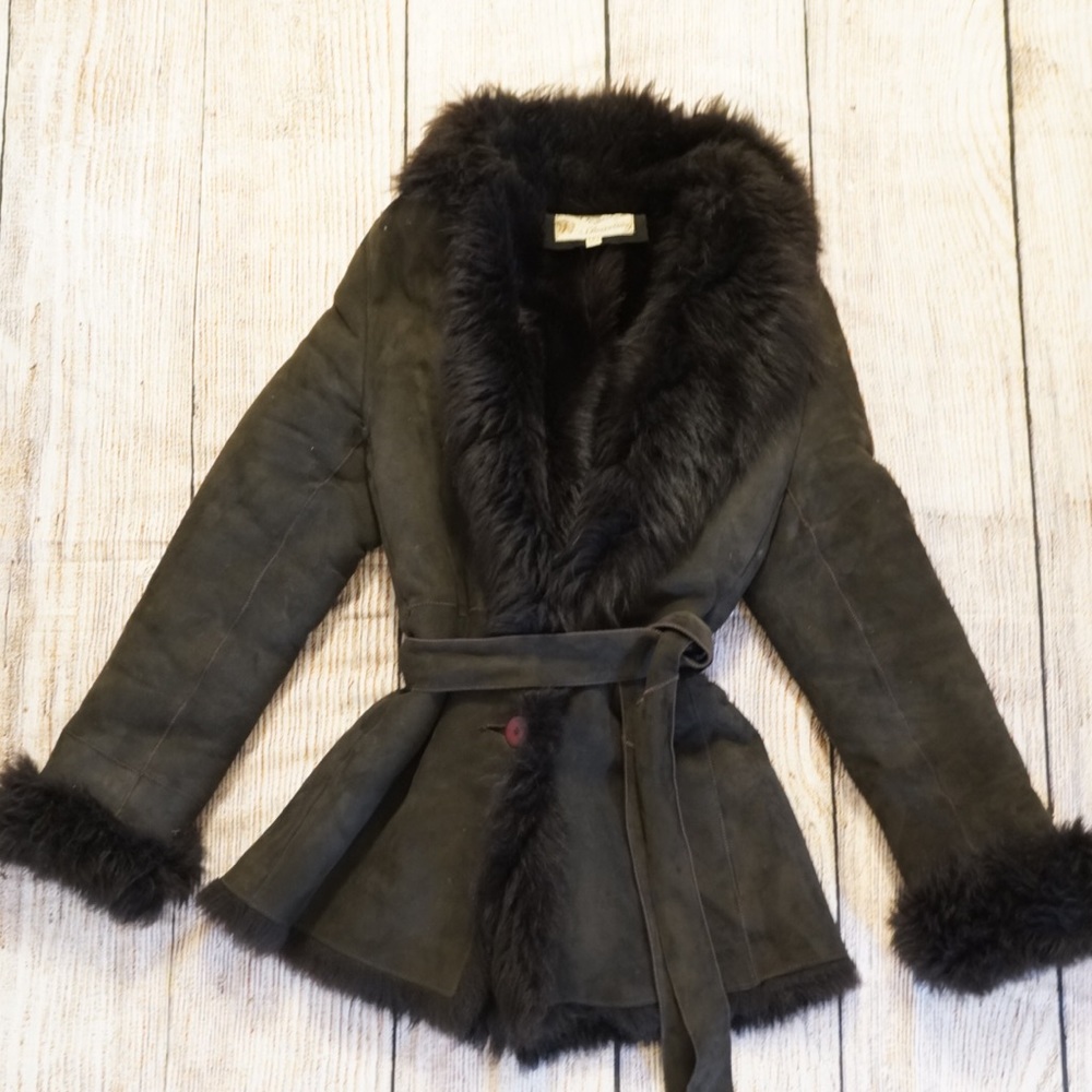 Original Shearling Coat Sz M in Brown